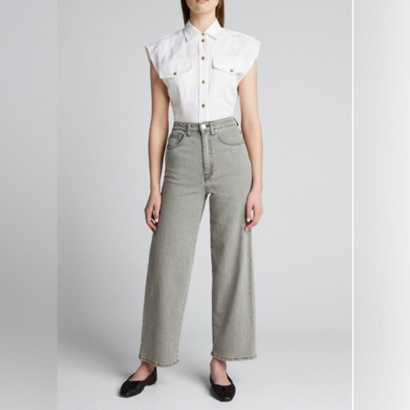 FRAME Arie Sleeveless Linen Button-Up Top in White - Picture 2 of 12